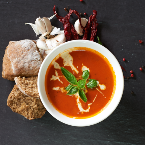Red Tomato Soup with Buckweat Bread